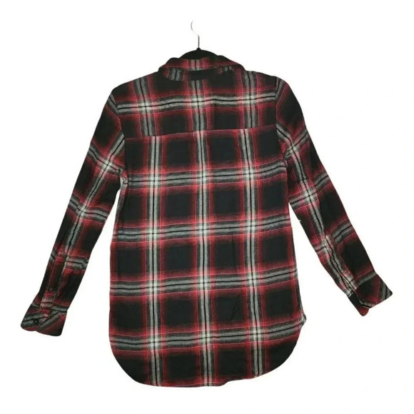 Madewell Shirt Women's Size XXS Black Red Cotton Button Down Long Sleeve Plaid - Picture 2 of 7